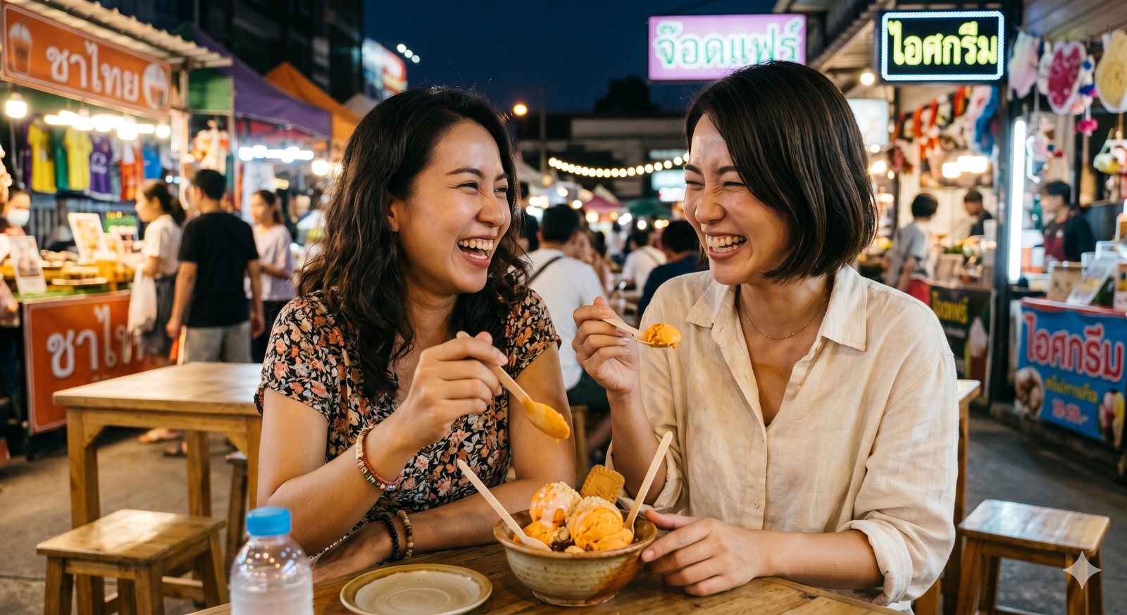 Scoops of orange Thai tea ice cream in a bowl