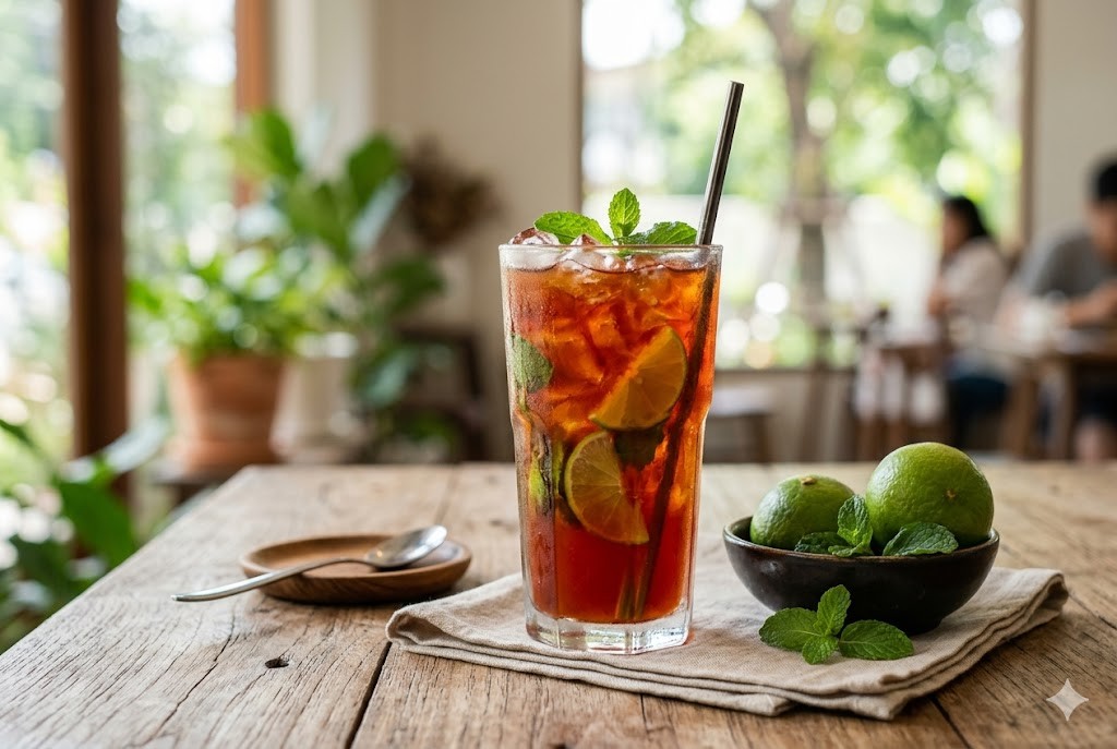 A dairy-free Thai tea served over ice