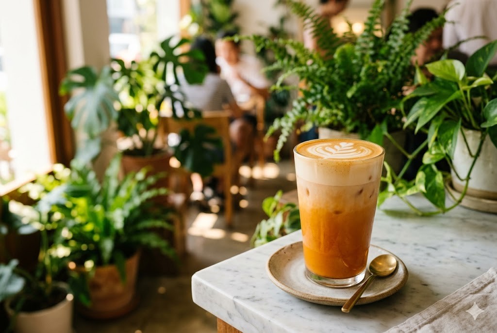Creamy Thai iced tea with milk being poured over the top